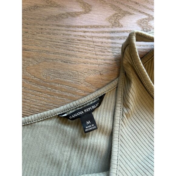 New Banana Republic Ribbed Knit Single Shoulder Dress Green - Picture 3 of 7